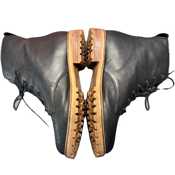 Madewell Claire Soft Leather Combat Boot Womens 9 Black Lugsole Lace Up Chunky - Picture 4 of 13